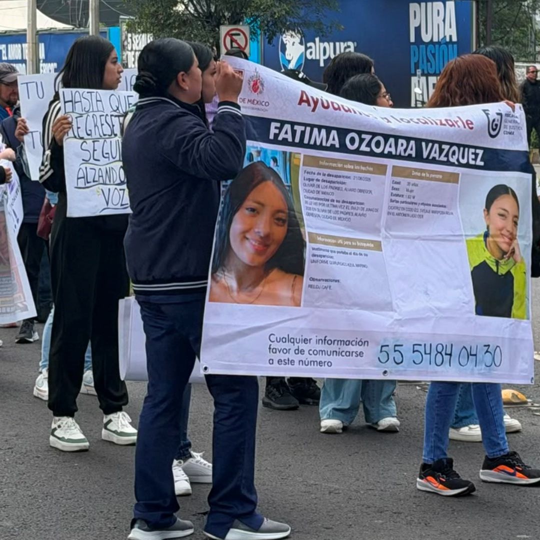 Bloqueo en Periférico Sur por desaparición de Fátima Ozoara Cid Vázquez