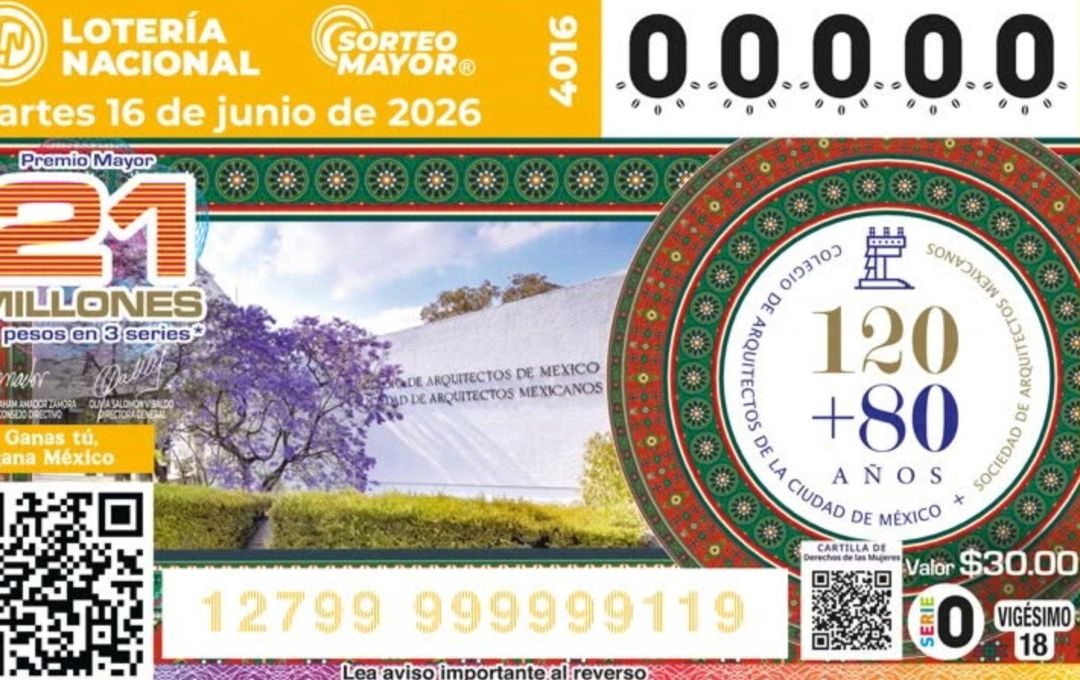 Boleto Lotería Nacional 16 de Junio 2026. Resultados Sorteo Mayor 4016 de hoy.