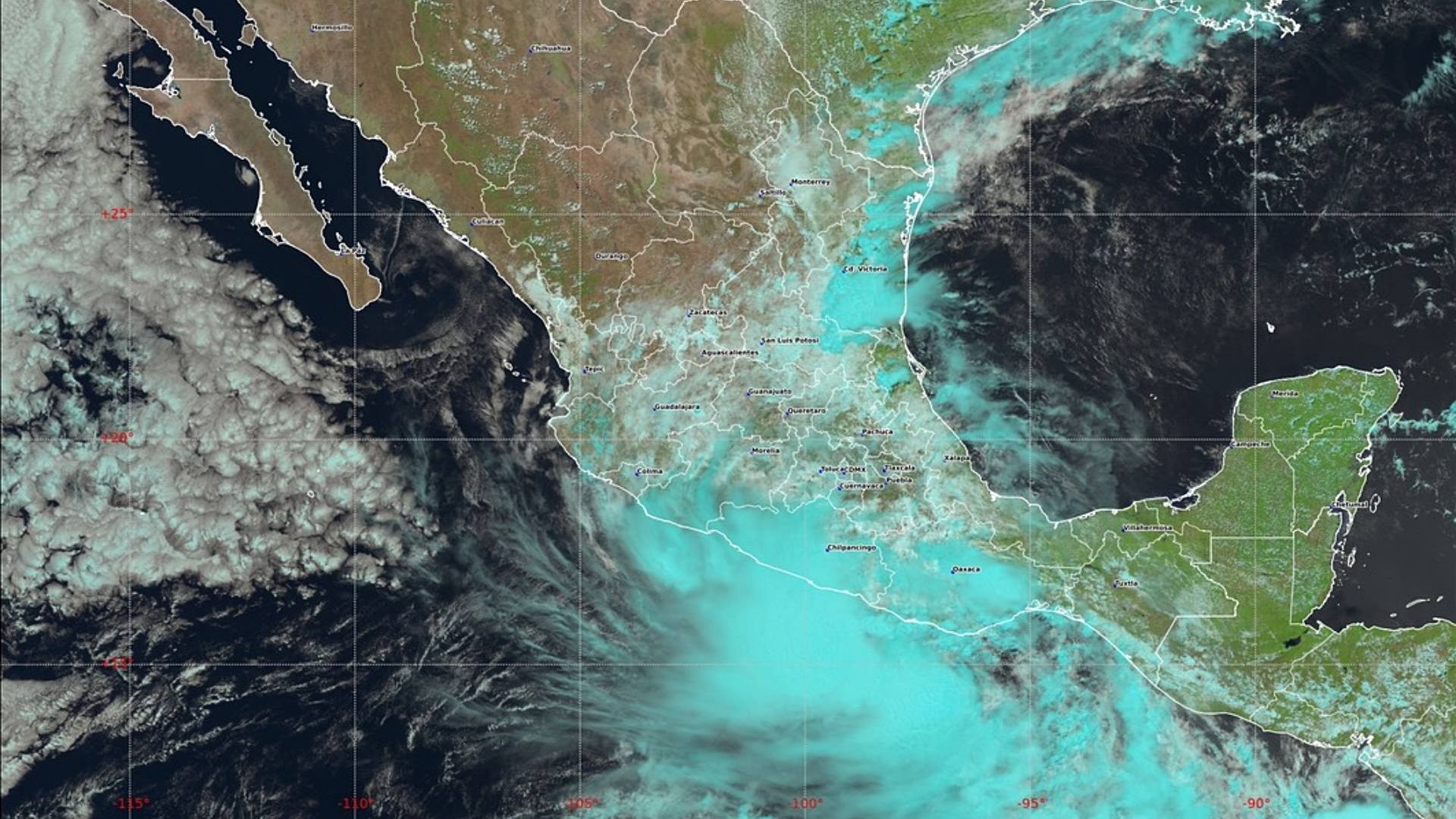 Imagen de satélite que muestra a la tormenta Boris en la República Mexicana. SMN