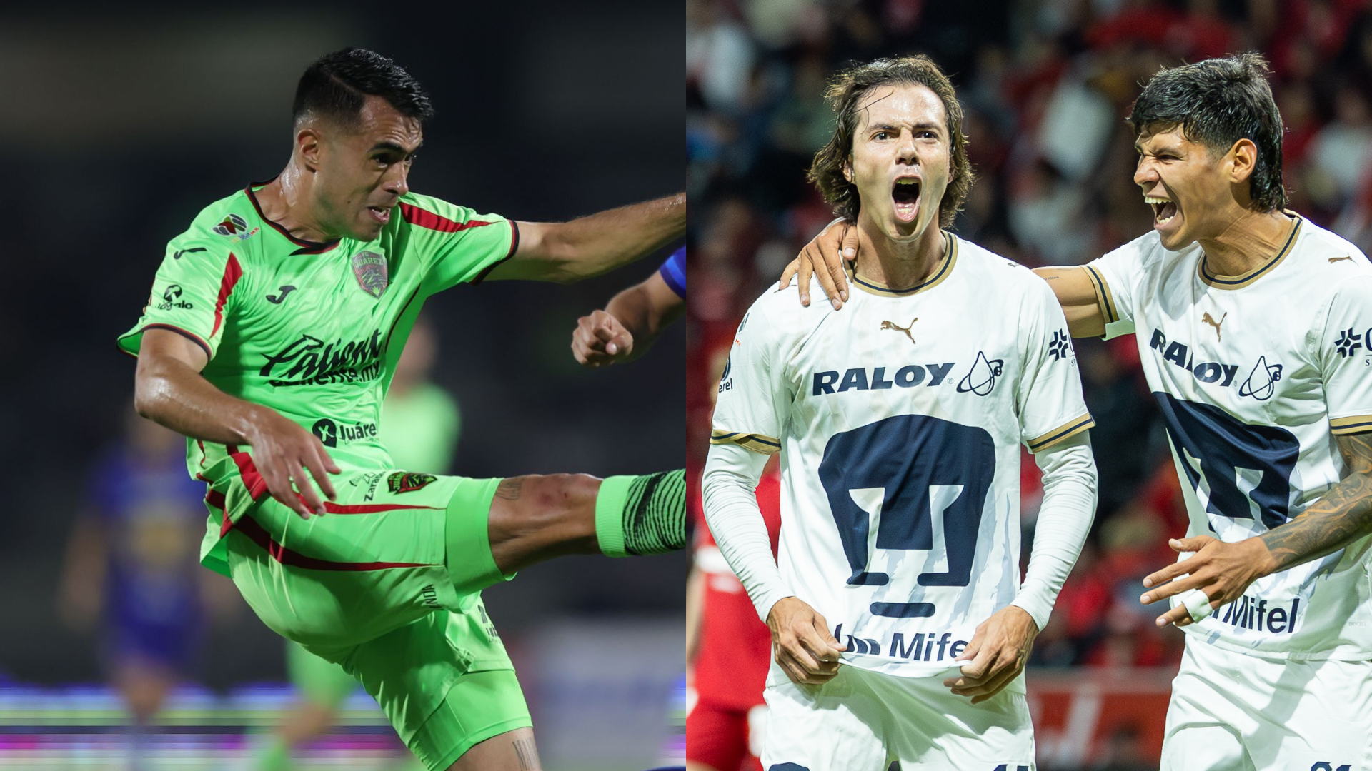 Jugadores de Juárez y Pumas.