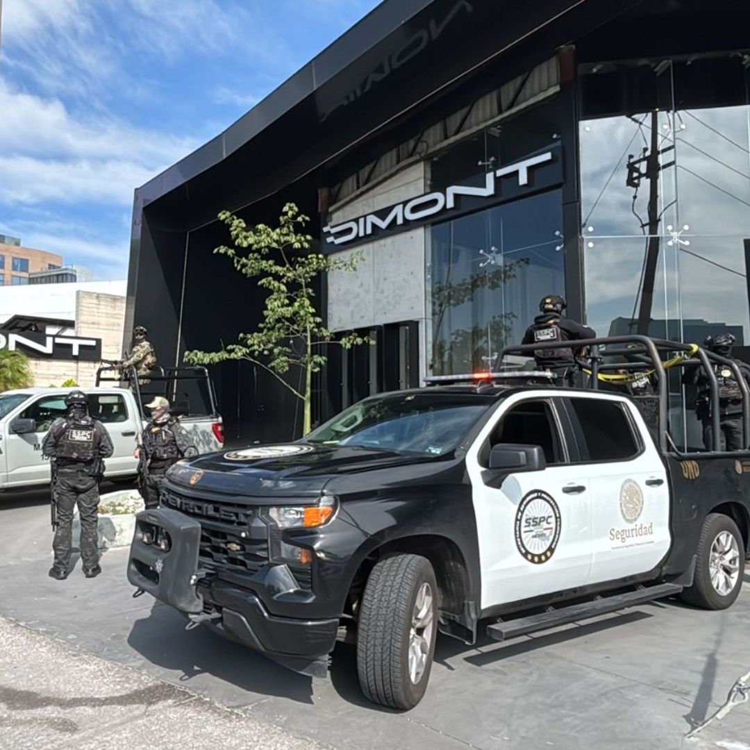 Cateo en agencia de automóviles de lujo Dimont en la Vía Atlixcáyotl, Puebla.
