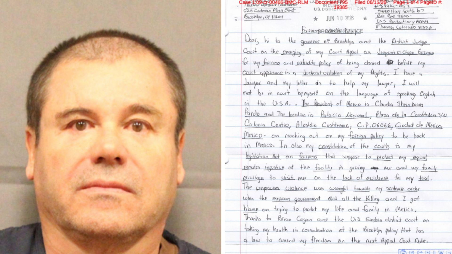 "El Chapo" Guzmán Escribe 2 Cartas Más desde Prisión ¿Qué Dice a Sheinbaum?