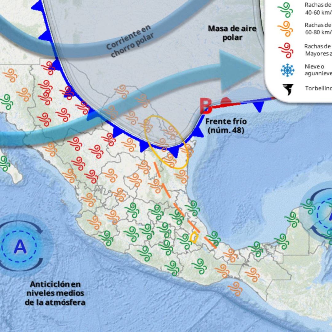 Mapa que muestra circulaciones anticiclónicas el 1 de mayo 2026.