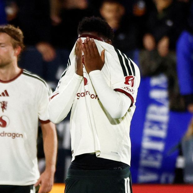 Jugadores del Manchester United durante la derrota ante el Como 1907 en la UEFA Champions League