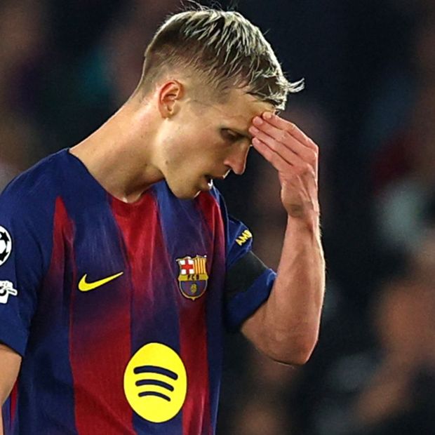 Dani Olmo, jugador del Barcelona, en un partido de Champions League