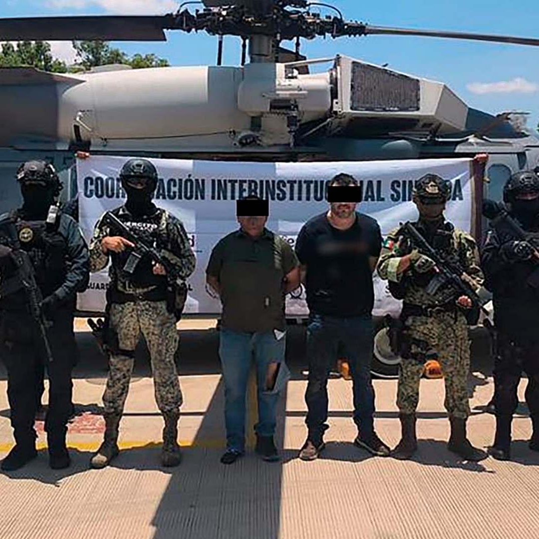 Detenidos en Escuinapa, Sinaloa, durante operativo de seguridad. Foto: X @GabSeguridadMX