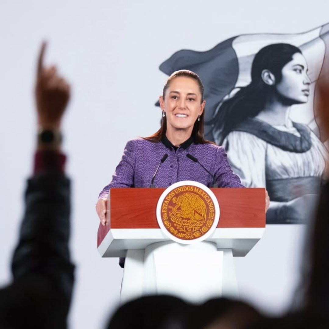 Claudia Sheinbaum en conferencia de prensa mañanera en Palacio Nacional. Foto: Presidencia de la República