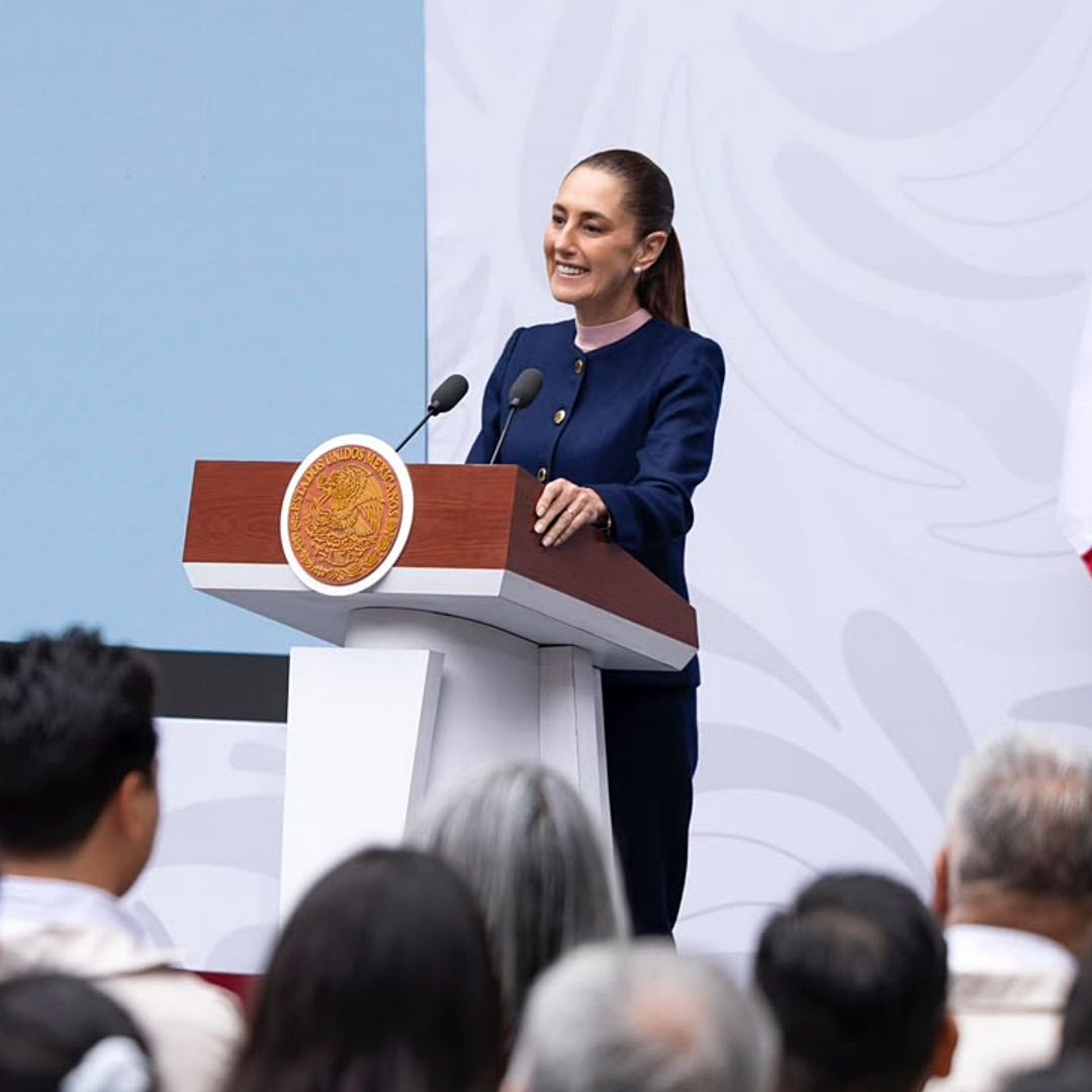 Claudia Sheinbaum en conferencia de prensa mañanera en Palacio Nacional. Foto: Presidencia de la República