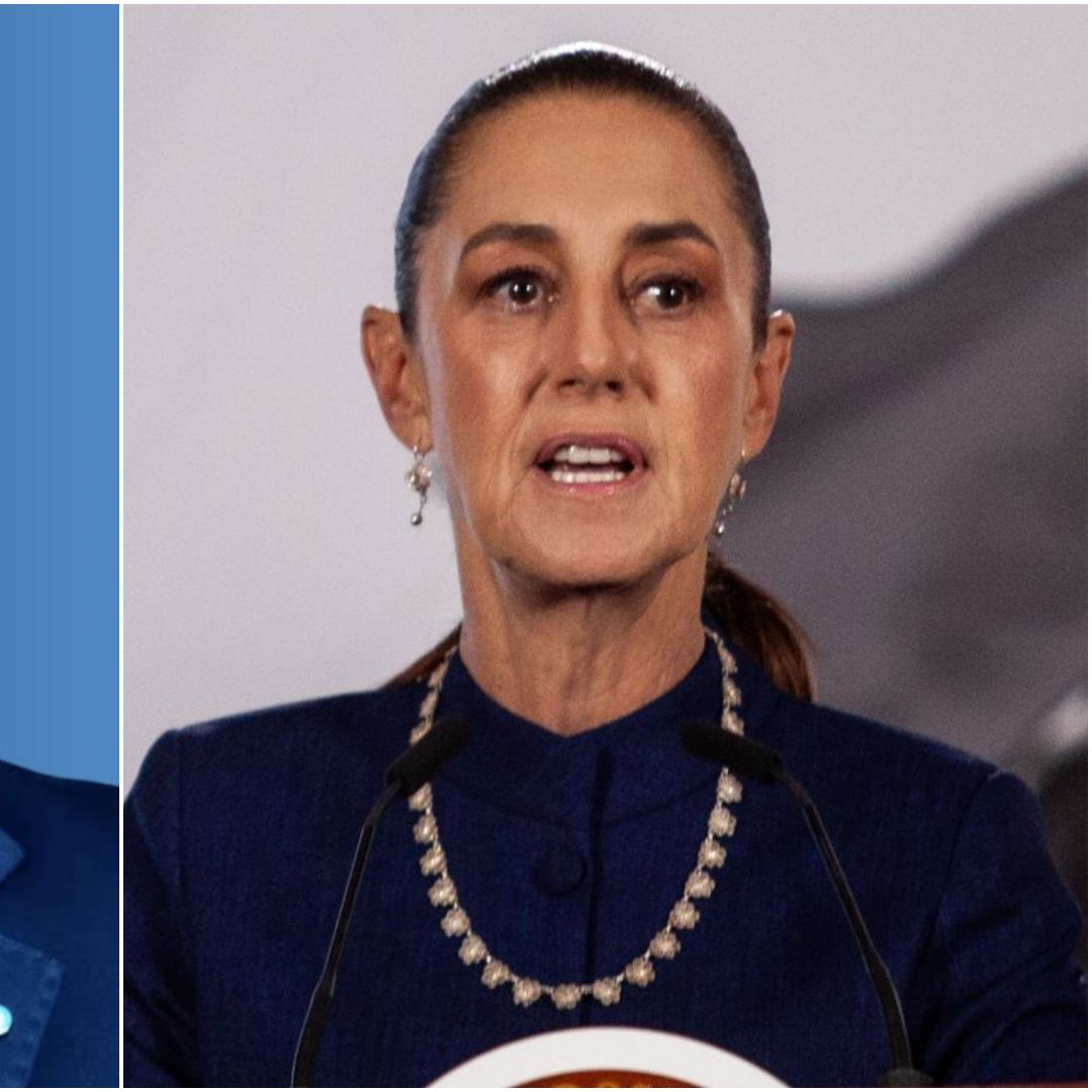 Eduardo Feinmann, periodista argentino, y Claudia Sheinbaum, presidenta de México.
