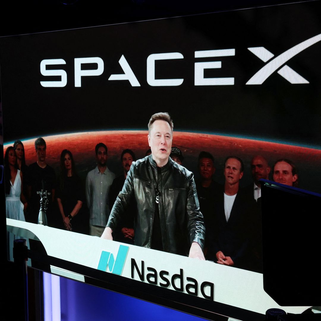 Elon Musk en el debut de SpaceX en Wall Street