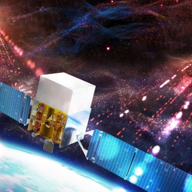Representación artística del telescopio espacial Fermi de la NASA.