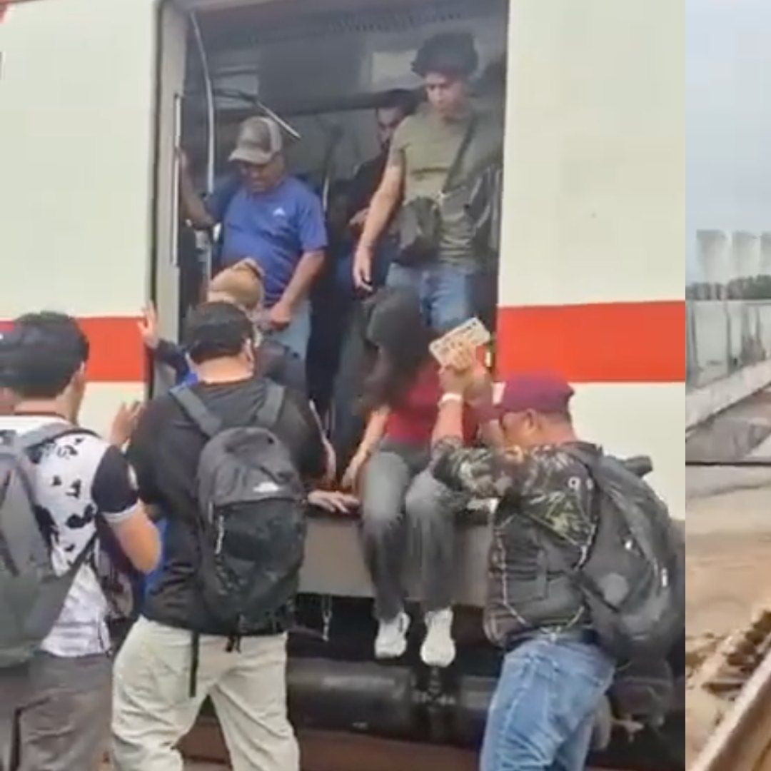 Usuarios de la Línea 1 del Metro de Monterrey evacúan vagones caminaron por el viaducto elevado