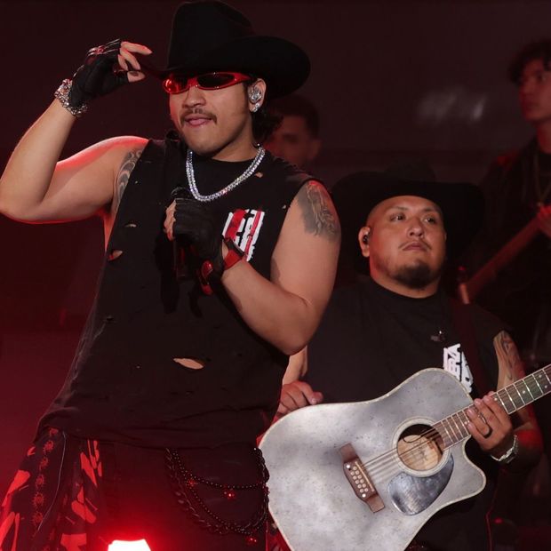 Fuerza Regida durante su concierto en el Estadio GNP en CDMX