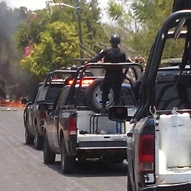 Elementos de la Policía Municipal durante bloqueos en Morelos
