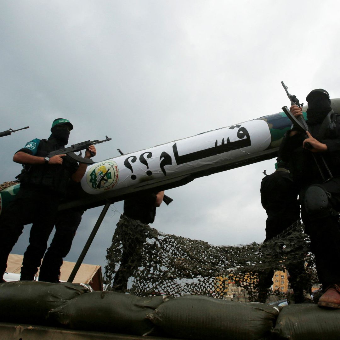 Miembros de la Brigadas de al-Qassam, el brazo armado de Hamás