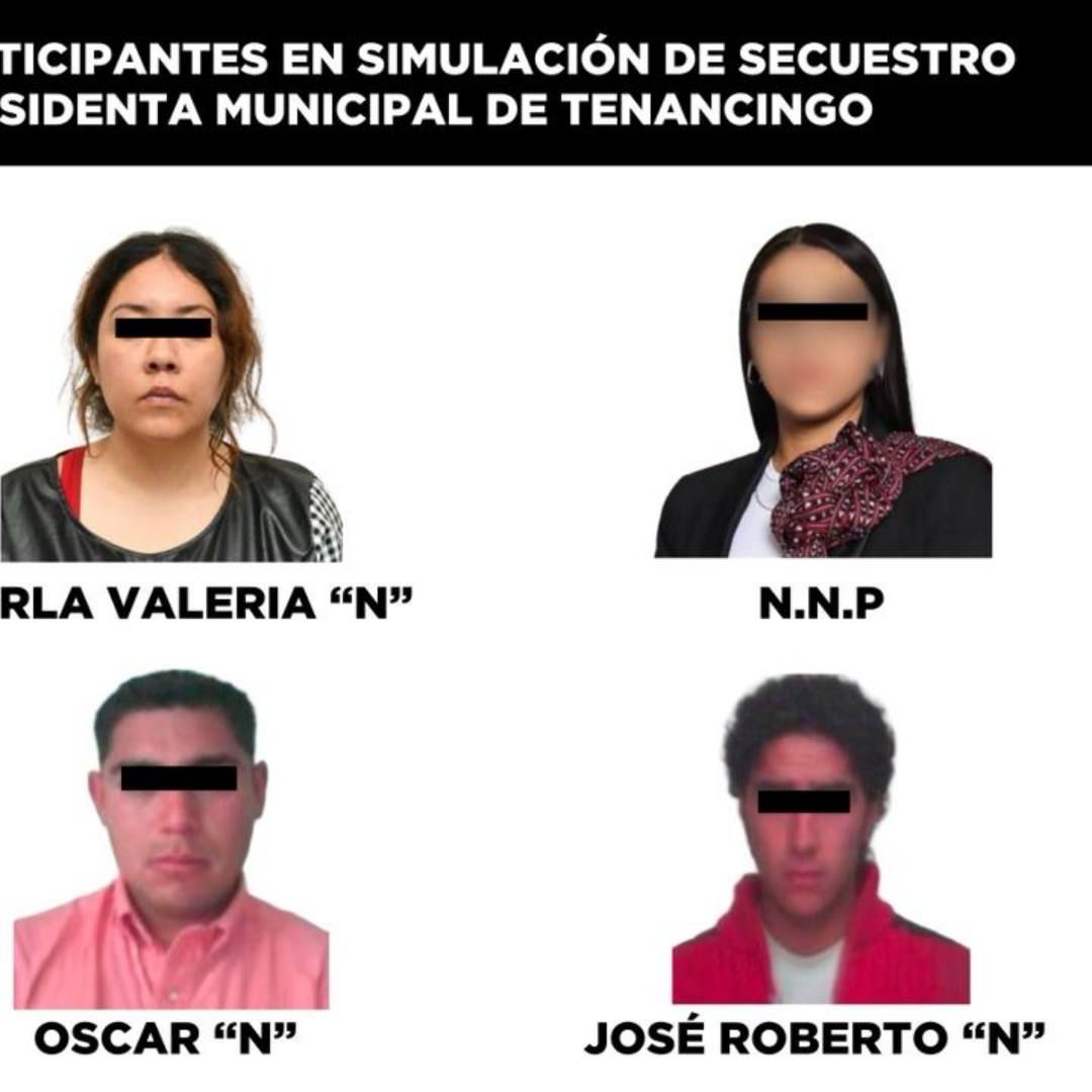 Presuntos implicados en falso secuestro de alcaldesa de Tenancingo. Foto: X @FiscaliaEdomex
