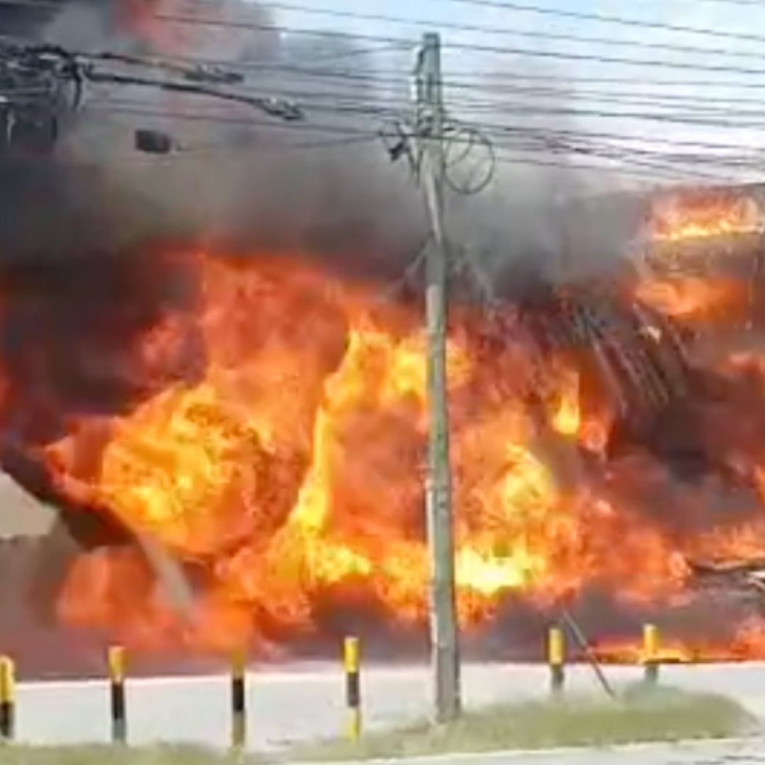 Incendio en gasera en Apodaca