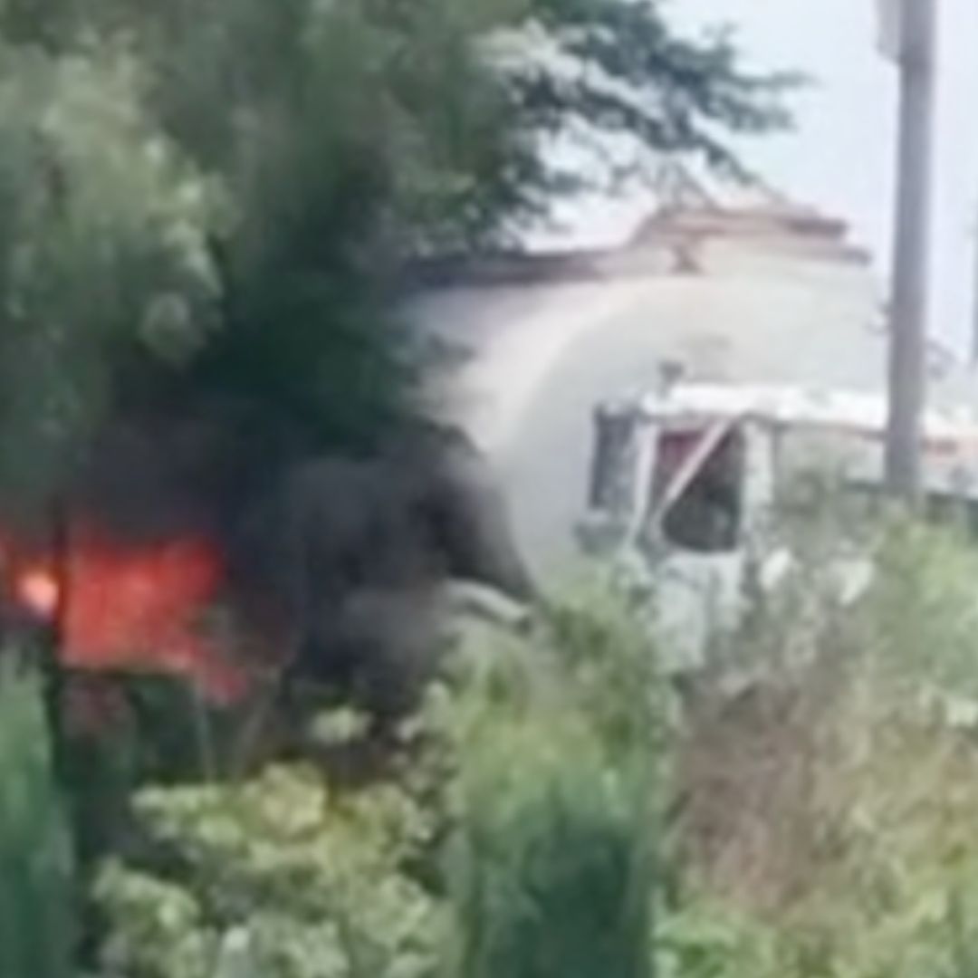 Accidente pipa Periférico Ecológico de Puebla.