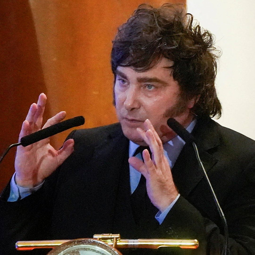 Javier Milei durante ceremonia de aniversario de la Bolsa de Buenos Aires, el 16 de julio de 2026. Foto: Reuters