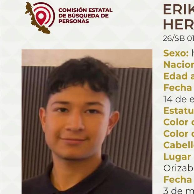 Identifican a Erik Hernández, joven desaparecido desde el mes de mayo en Orizaba