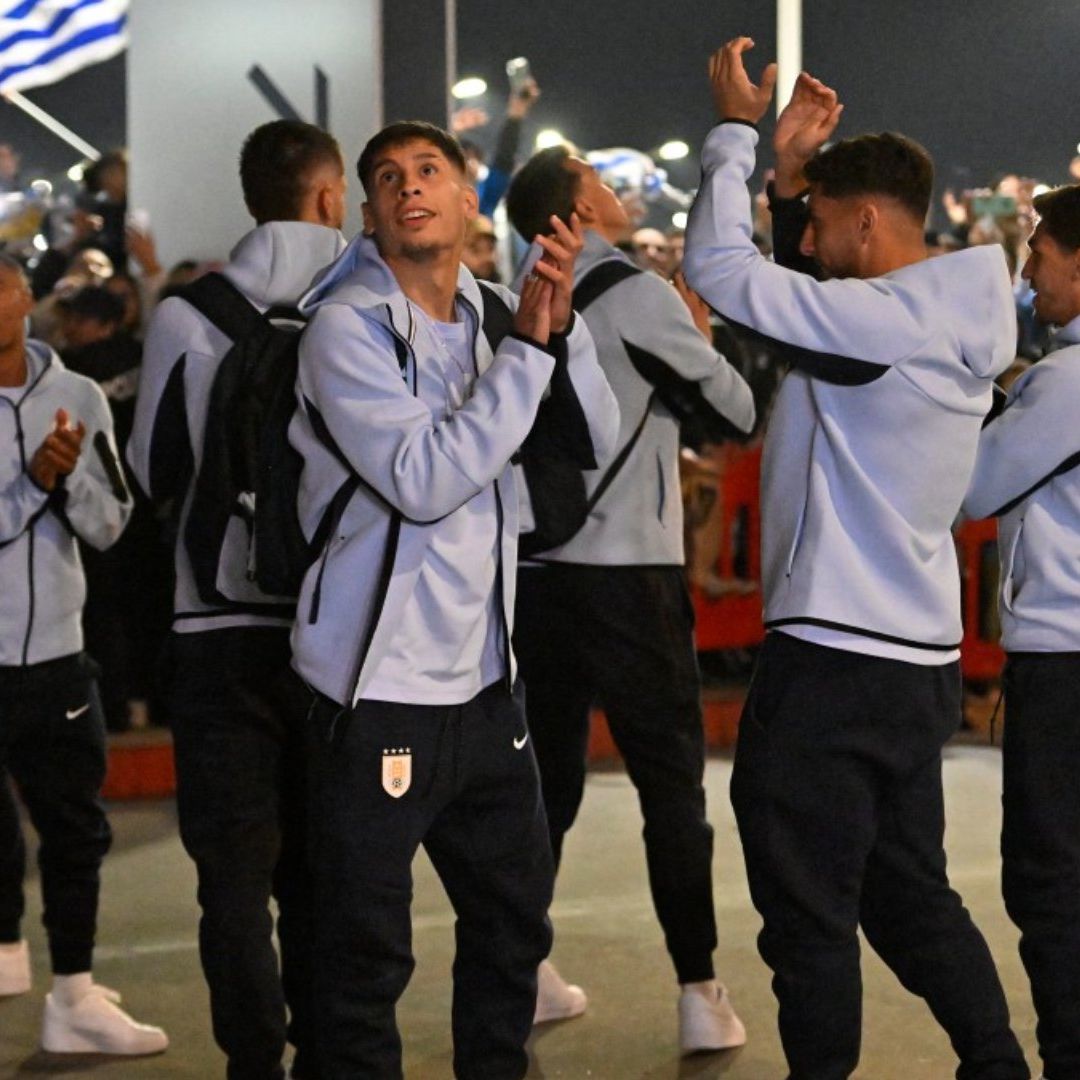 La selección de Urugay llegando a Estados Unidos. Foto: AFP