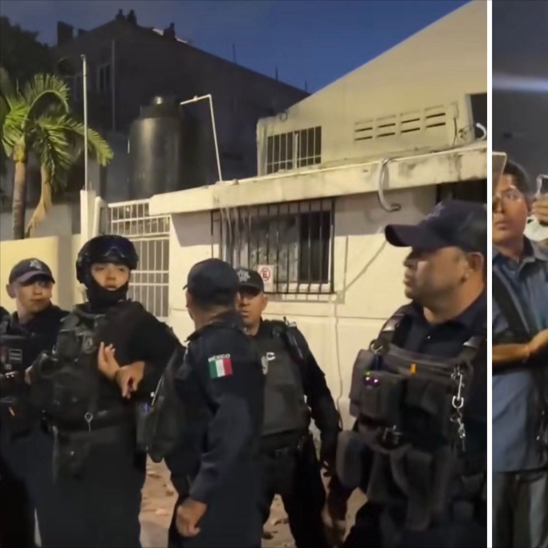 Elementos de Marina, Ejército y policías municipales afuera de casa de cubano