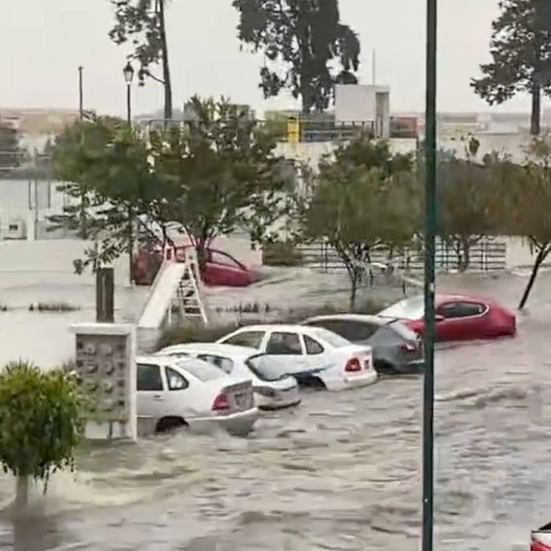 Inundación por lluvia en Puebla.