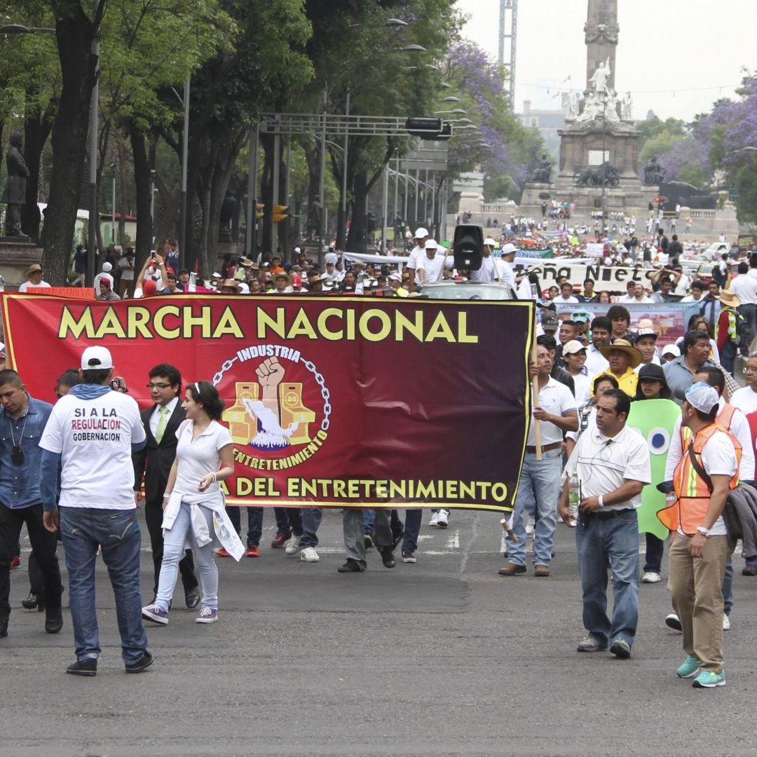 Marcha de la Unión Nacional de Maquineros en marzo de 2015 en Paseo de la Reforma. Foto: Cuartoscuro | Archivo