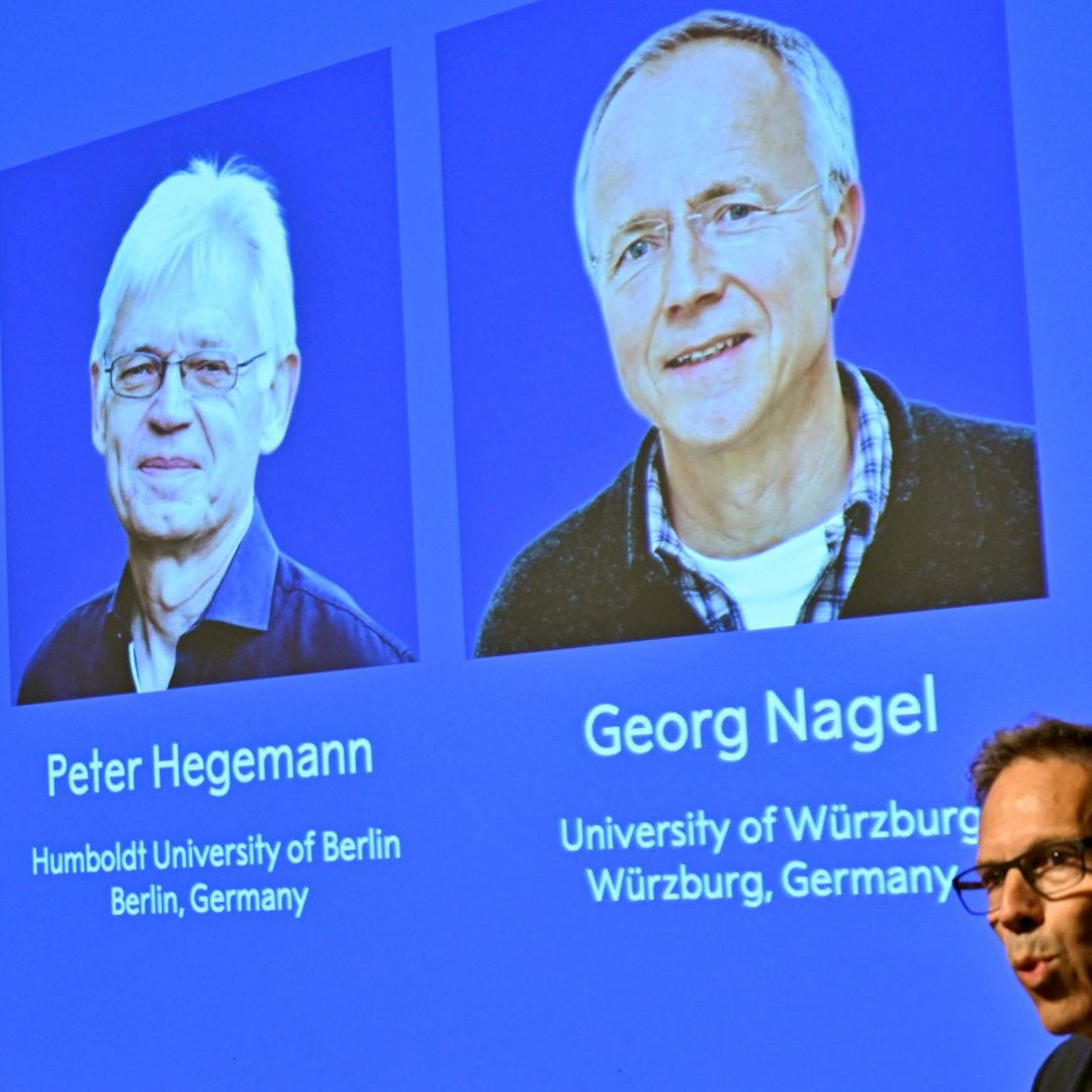 Karl Deisseroth, Peter Hegemann y Georg Nagel, galardonados con el Premio Nobel de Fisiología o Medicina de 2026. Foto: Agencia de noticias TT vía Reuters
