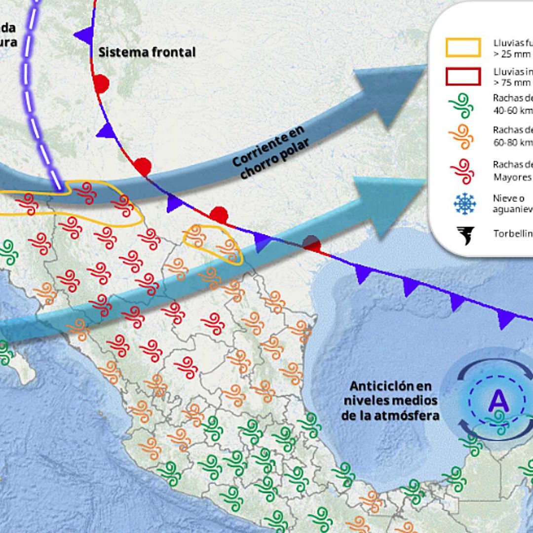 Pronóstico sobre la circulación anticiclónica el 1 de mayo 2026.