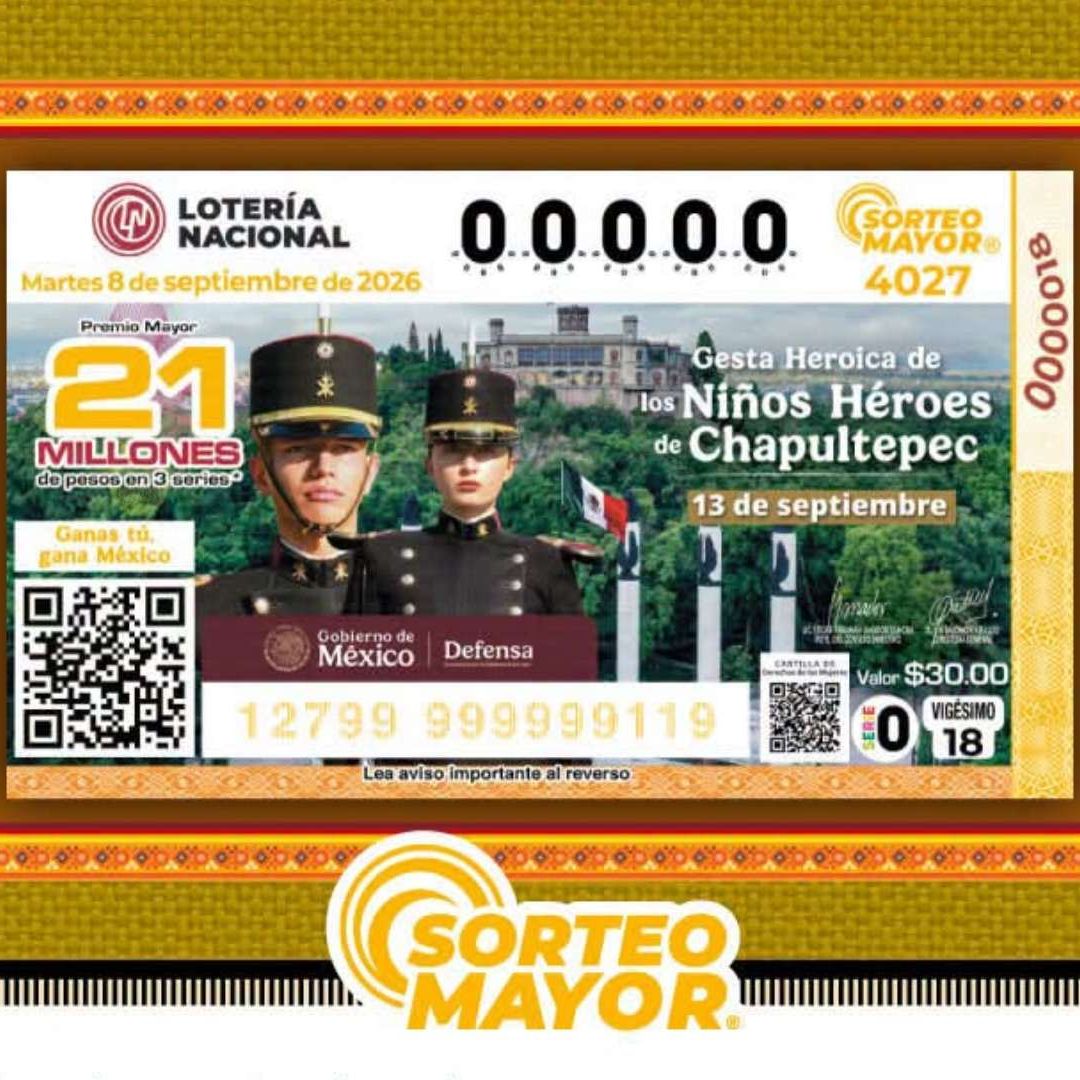 Boleto sorteo mayor 4027 de la Lotería Nacional