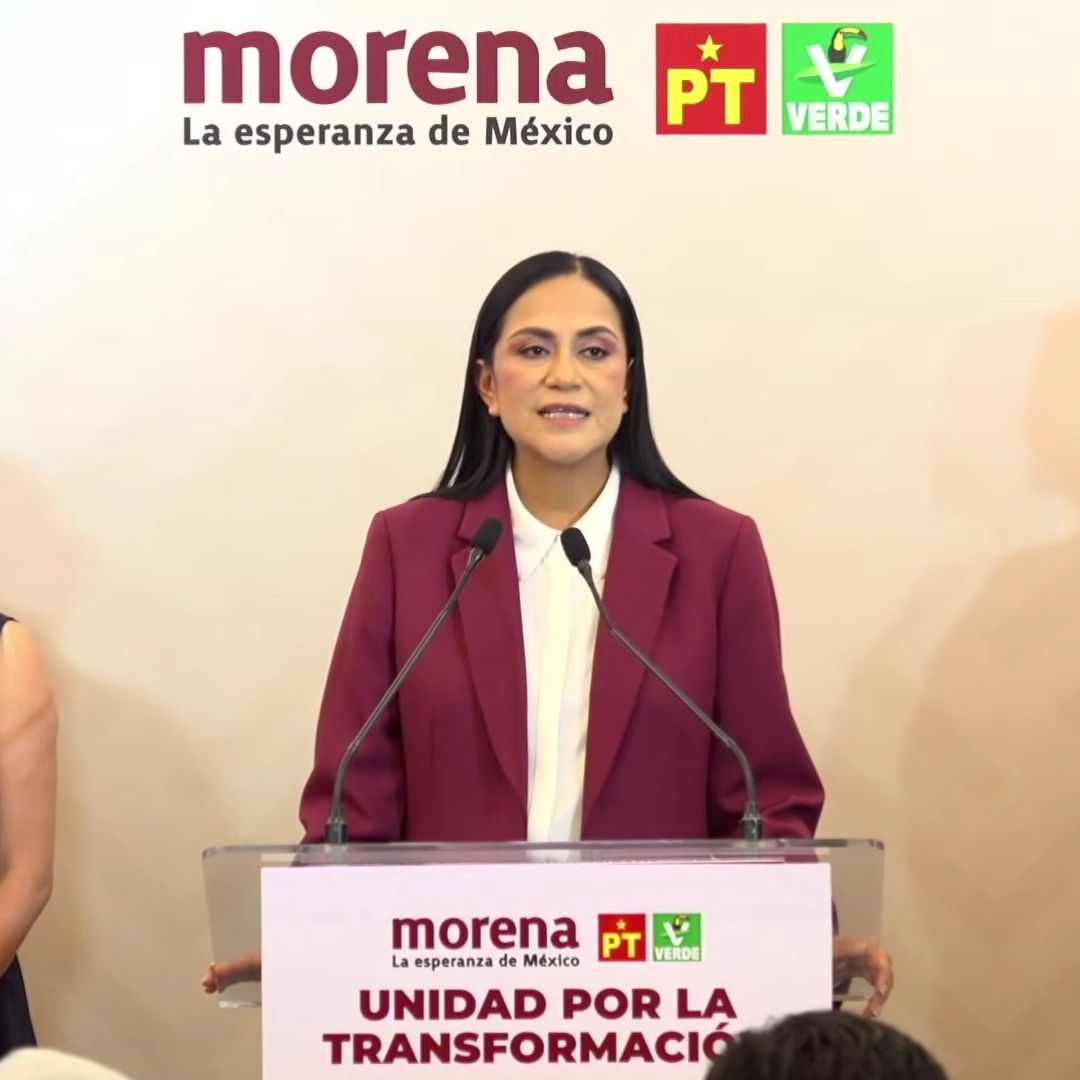 Conferencia de prensa encabezada por la Presidenta Nacional de Morena, Ariadna Montiel