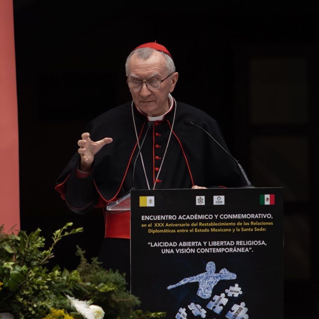 El cardenal Pietro Parolin en México en 2022