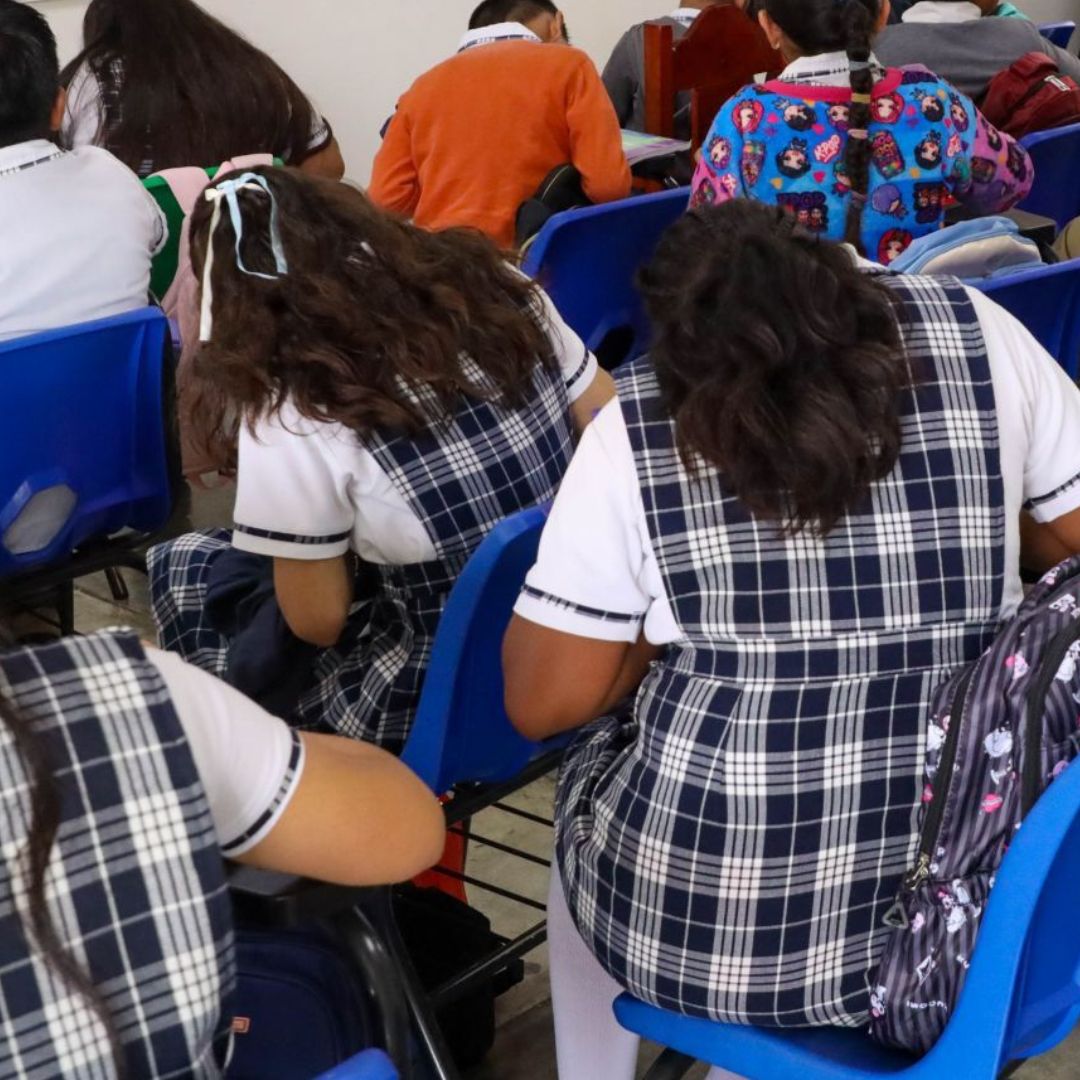 Alumnos de escuela primaria en Chiapas.