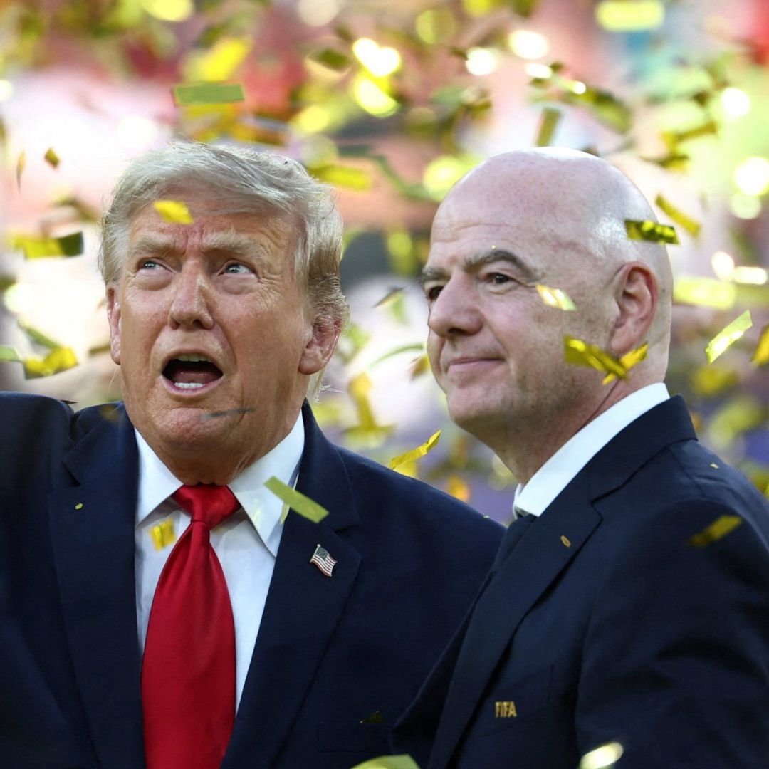 El presidente de EUA, Donald Trump, y Gianni Infantino, dirigente de la FIFA