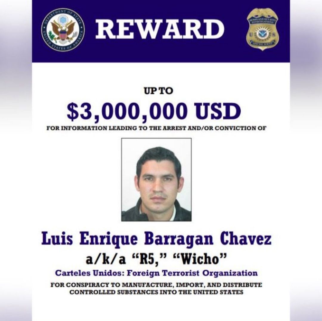 Cártel de recompensa de Estados Unidos por detención del R5