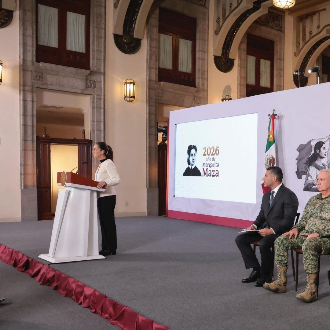 La presidenta Claudia Sheinbaum durante la mañanera de hoy, 31 de julio de 2026