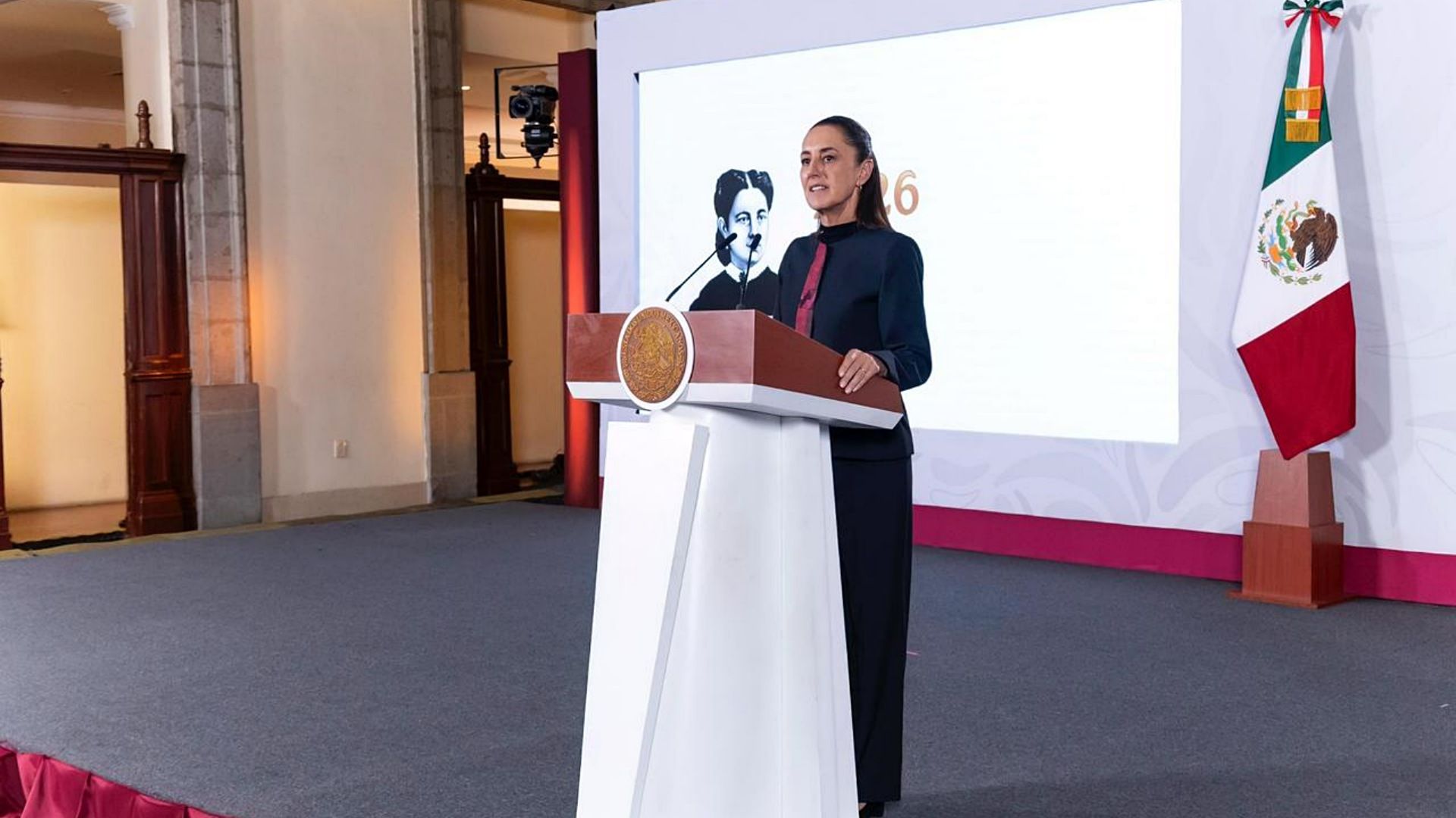 Claudia Sheinbaum en conferencia de prensa mañanera en Palacio Nacional. Foto: Presidencia de la República