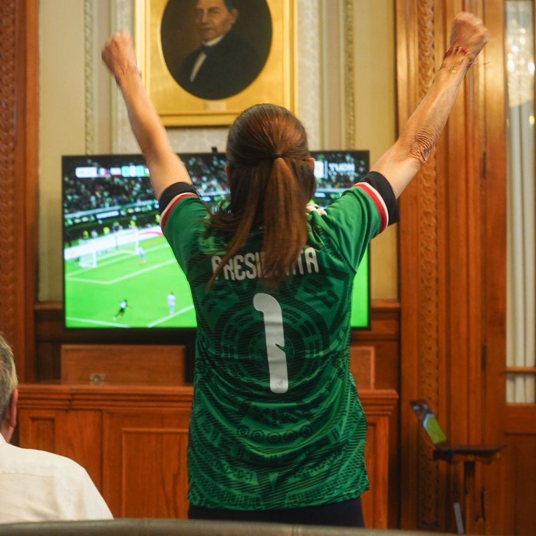 La presidenta Claudia Sheinbaum celebró el triunfo de la Selección Mexicana