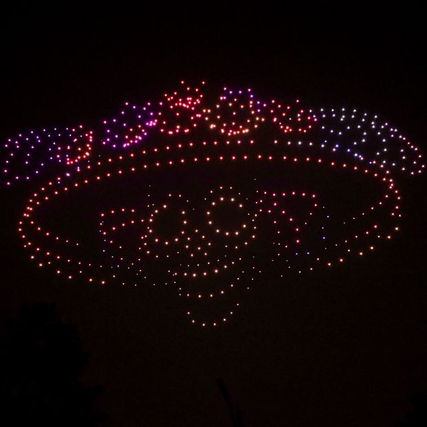 Catrina durante el show de drones en el Bosque de Chapultepec por Día de Muertos 2026