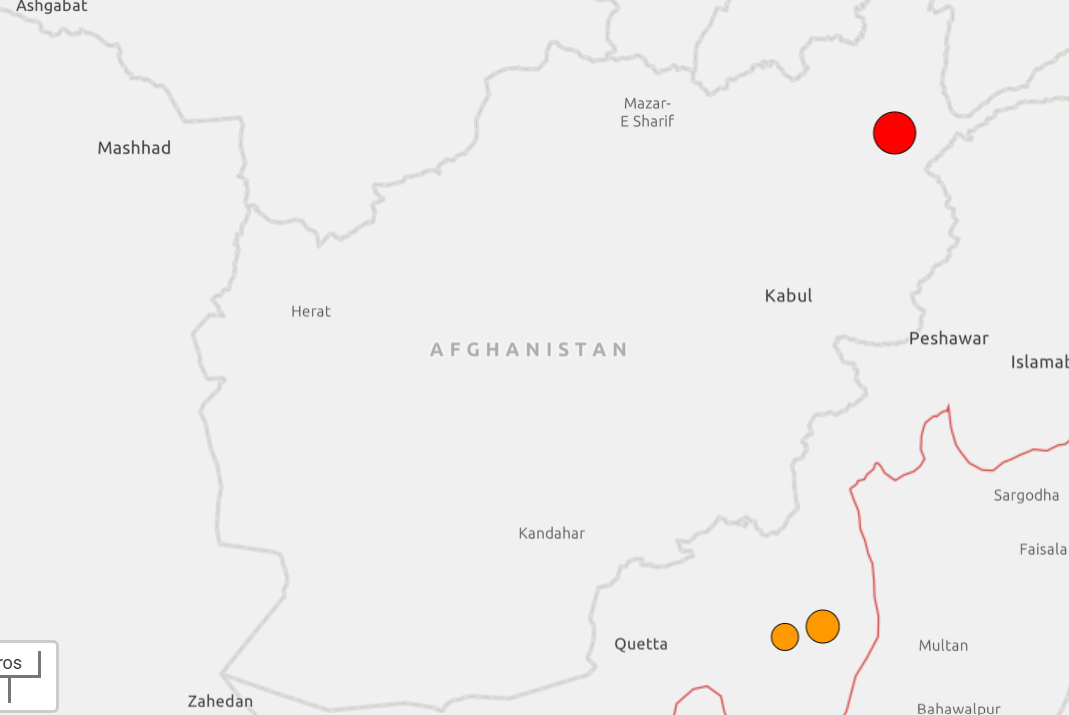 Temblor en Afganistán hoy