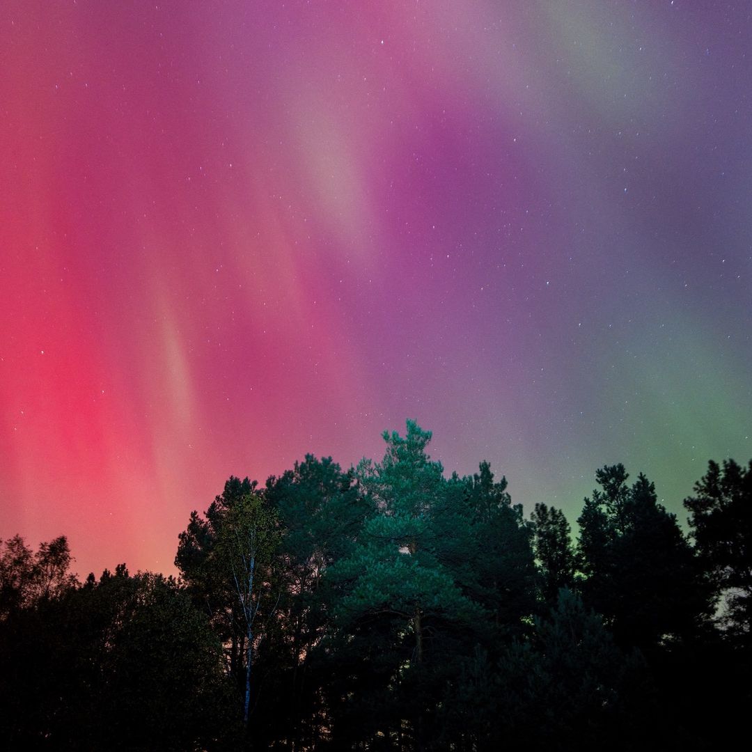 Aurora boreal producto de una tormenta geomagnética
