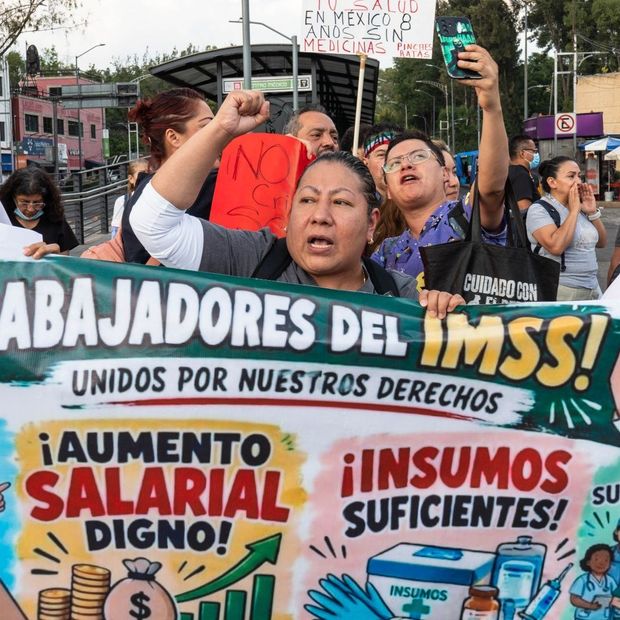 Protesta de trabajadores del IMSS en CDMX