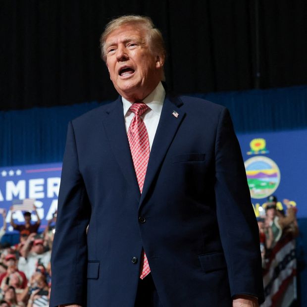 Donald Trump, presidente de EUA, durante su vista a Kansas