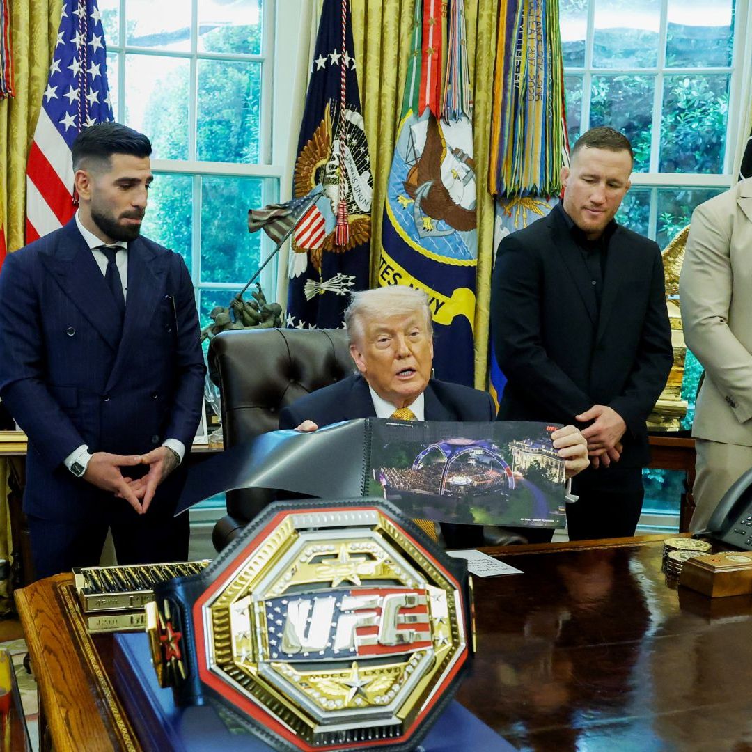 Donald Trump habló de la función UFC Freedom 250 desde el Despacho Oval hace unos días. Foto: Getty Images