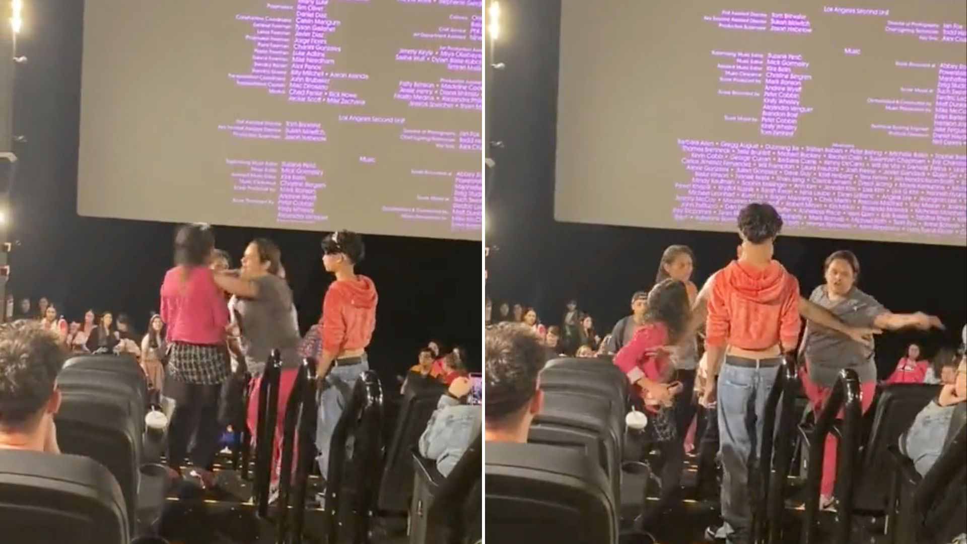 Lucharáaan Mujeres Se Pelean Durante Función de Película de Barbie N