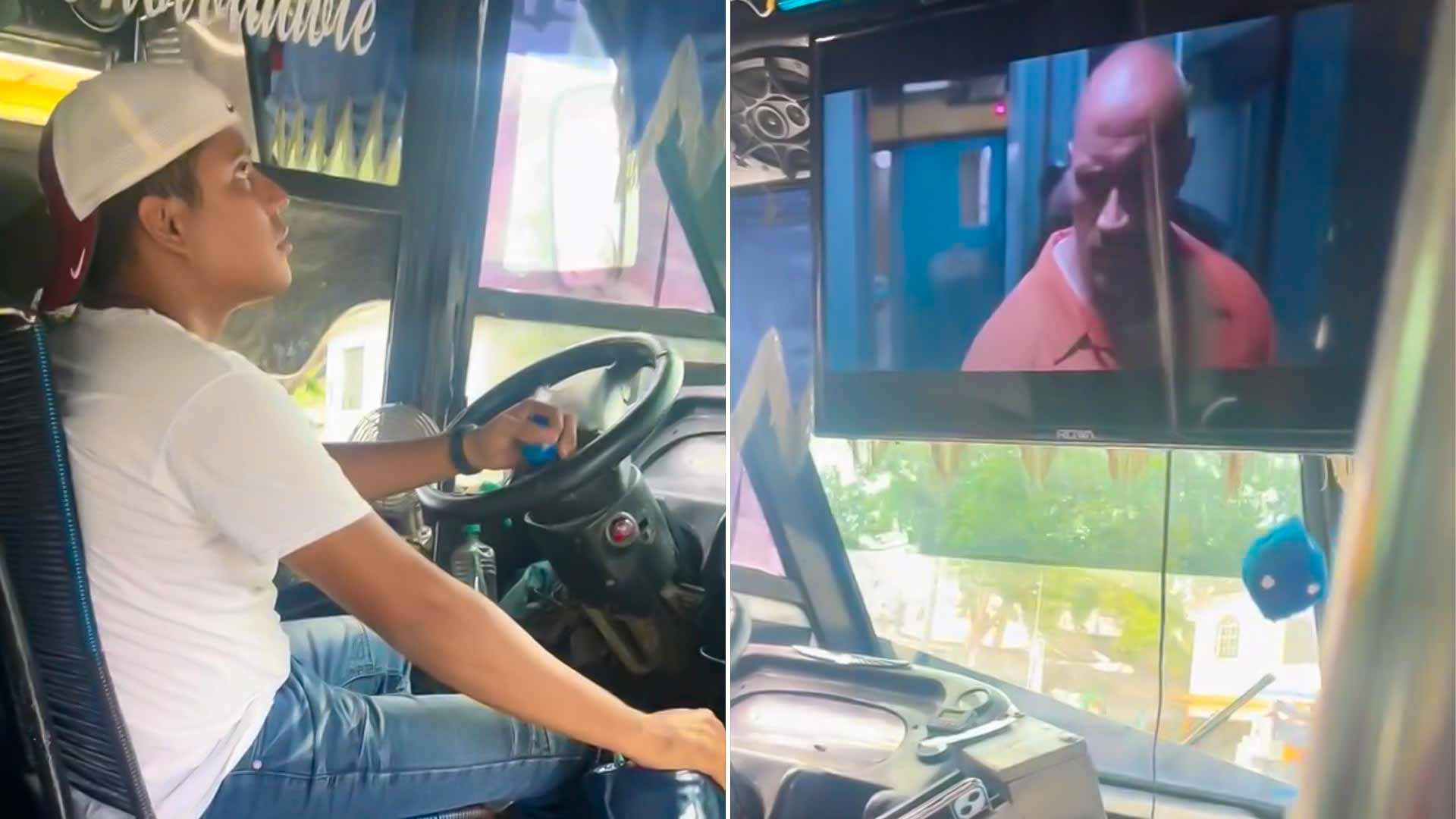 Chofer de Camión Instala Televisión Para Ver Películas Mientras Maneja | N+